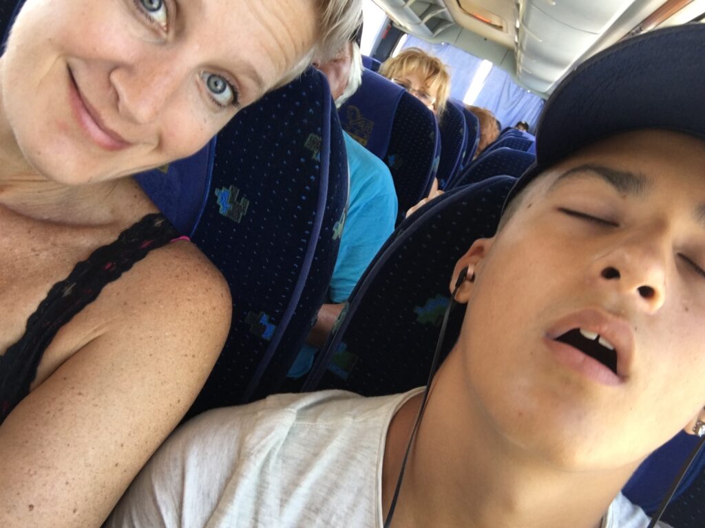 Sam sleeping everywhere around the world the moment we start moving